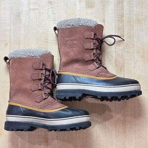 Sorel Caribou Women's Waterproof Wiinter Snow Brown Leather Size 11